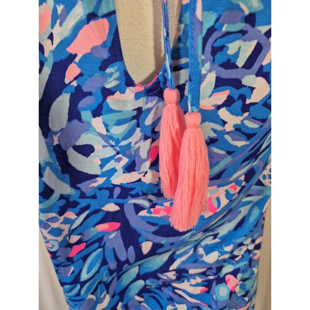 Lilly Pulitzer Margot Party Wave Pima Cotton Blue Pink Floral Mini Dress S New - Picture 9 of 9